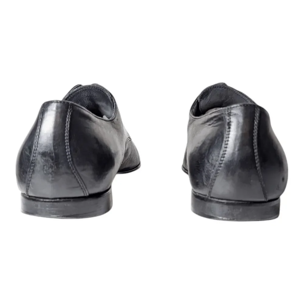 BETTACCINI Black Leather Plain Toe Oxford Size 45